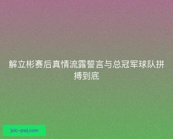 解立彬赛后真情流露誓言与总冠军球队拼搏到底